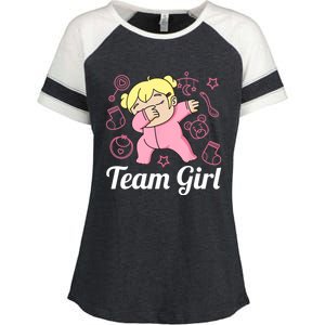 Team Girl Gender Reveal Party Team Pink Baby Announcement Enza Ladies Jersey Colorblock Tee