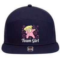 Team Girl Gender Reveal Party Team Pink Baby Announcement 7 Panel Mesh Trucker Snapback Hat