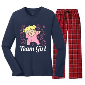 Team Girl Gender Reveal Party Team Pink Baby Announcement Women's Long Sleeve Flannel Pajama Set 