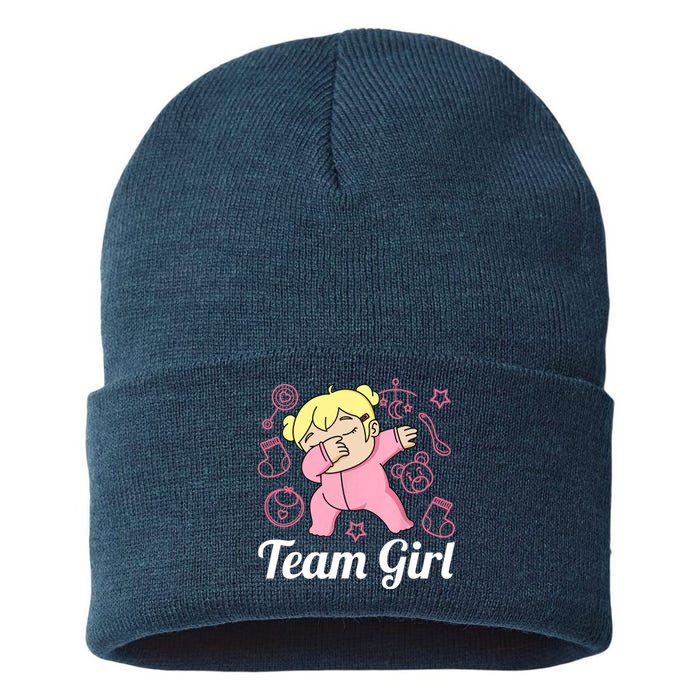 Team Girl Gender Reveal Party Team Pink Baby Announcement Sustainable Knit Beanie