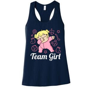 Team Girl Gender Reveal Party Team Pink Baby Announcement Women's Racerback Tank