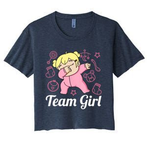 Team Girl Gender Reveal Party Team Pink Baby Announcement Women's Crop Top Tee