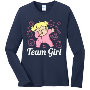 Team Girl Gender Reveal Party Team Pink Baby Announcement Ladies Long Sleeve Shirt