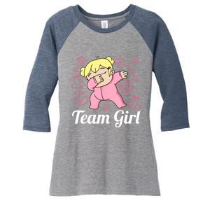 Team Girl Gender Reveal Party Team Pink Baby Announcement Women's Tri-Blend 3/4-Sleeve Raglan Shirt