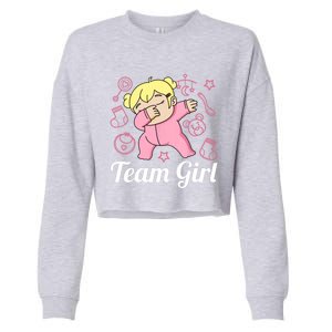 Team Girl Gender Reveal Party Team Pink Baby Announcement Cropped Pullover Crew