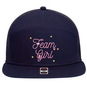 Team Girl Gender Reveal Party Team Pink Baby Announcement 7 Panel Mesh Trucker Snapback Hat