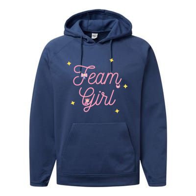 Team Girl Gender Reveal Party Team Pink Baby Announcement Performance Fleece Hoodie