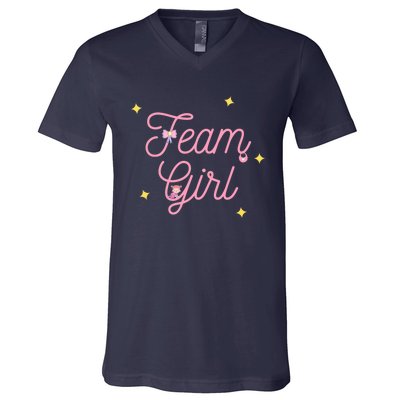 Team Girl Gender Reveal Party Team Pink Baby Announcement V-Neck T-Shirt