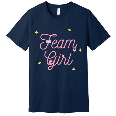 Team Girl Gender Reveal Party Team Pink Baby Announcement Premium T-Shirt