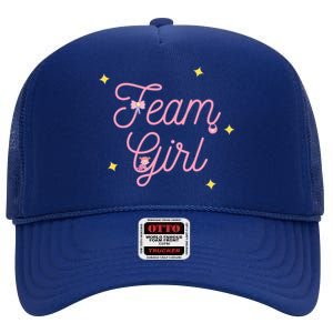 Team Girl Gender Reveal Party Team Pink Baby Announcement High Crown Mesh Back Trucker Hat