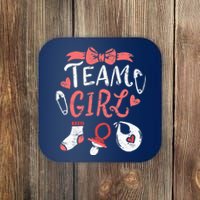 Team Girl Gender Reveal Party Team Pink Baby Announcement Coaster