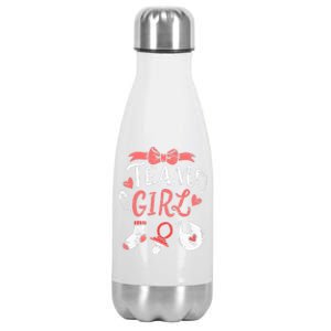 Team Girl Gender Reveal Party Team Pink Baby Announcement Stainless Steel Insulated Water Bottle