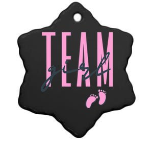 Team Girl Gender Reveal Party Team Pink Baby Announcement Ceramic Star Ornament