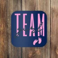 Team Girl Gender Reveal Party Team Pink Baby Announcement Coaster