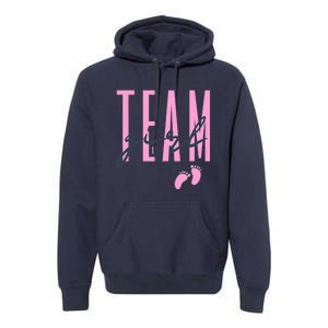 Team Girl Gender Reveal Party Team Pink Baby Announcement Premium Hoodie