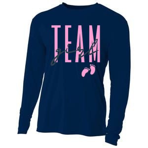 Team Girl Gender Reveal Party Team Pink Baby Announcement Cooling Performance Long Sleeve Crew