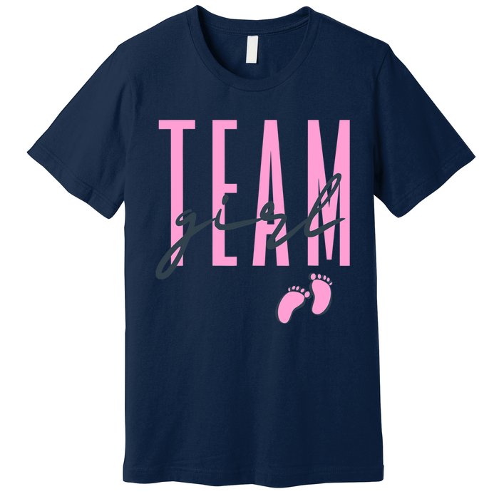 Team Girl Gender Reveal Party Team Pink Baby Announcement Premium T-Shirt