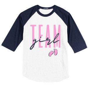 Team Girl Gender Reveal Party Team Pink Baby Announcement Baseball Sleeve Shirt