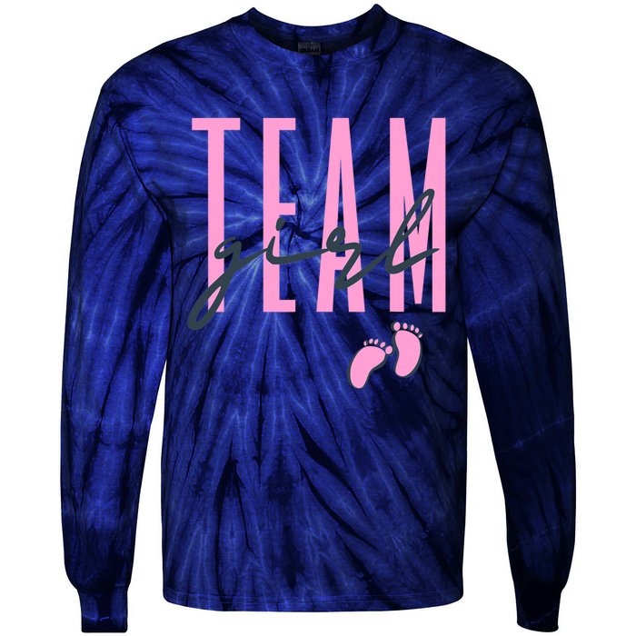 Team Girl Gender Reveal Party Team Pink Baby Announcement Tie-Dye Long Sleeve Shirt