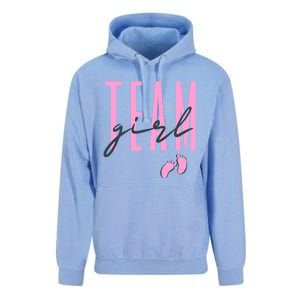 Team Girl Gender Reveal Party Team Pink Baby Announcement Unisex Surf Hoodie