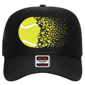 Tennis Graphic Girls Tennis Heart Love Tennis Player High Crown Mesh Back Trucker Hat