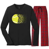 Tennis Graphic Girls Tennis Heart Love Tennis Player Women's Long Sleeve Flannel Pajama Set 