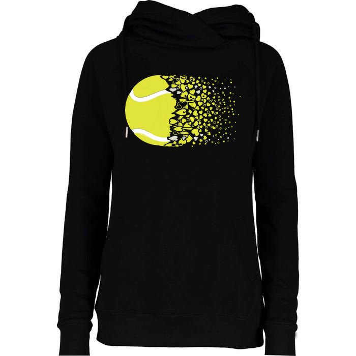 Tennis Graphic Girls Tennis Heart Love Tennis Player Womens Funnel Neck Pullover Hood