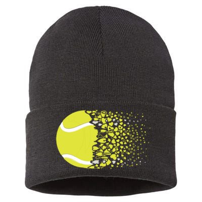 Tennis Graphic Girls Tennis Heart Love Tennis Player Sustainable Knit Beanie