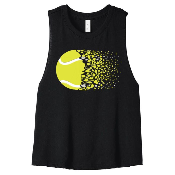 Tennis Graphic Girls Tennis Heart Love Tennis Player Women's Racerback Cropped Tank