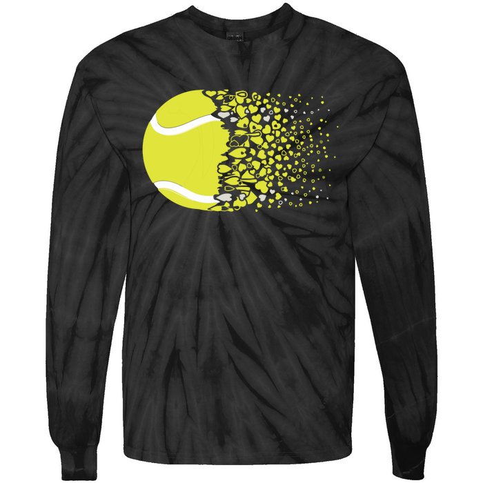 Tennis Graphic Girls Tennis Heart Love Tennis Player Tie-Dye Long Sleeve Shirt