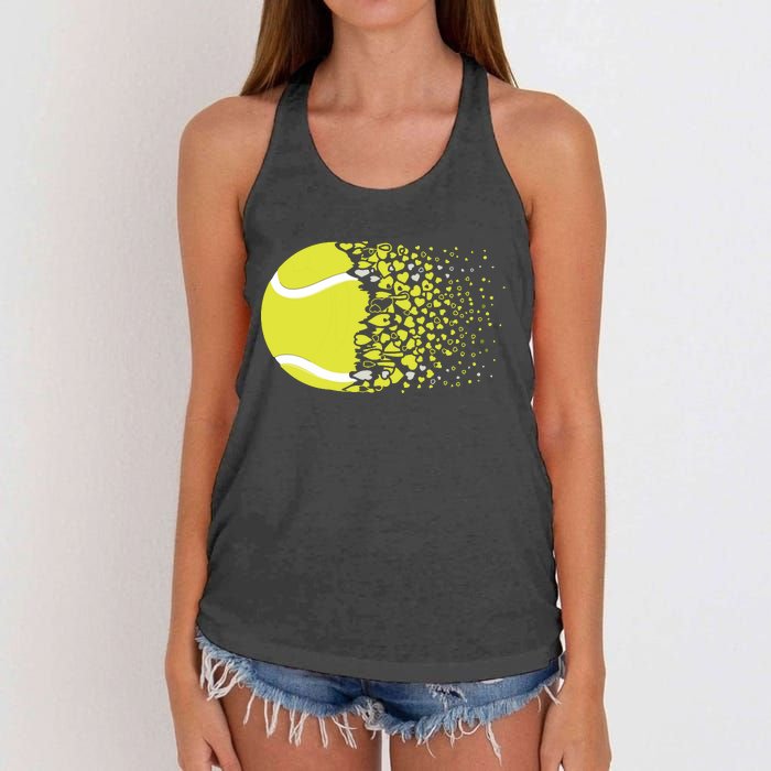 Tennis Graphic Girls Tennis Heart Love Tennis Player Women's Knotted Racerback Tank