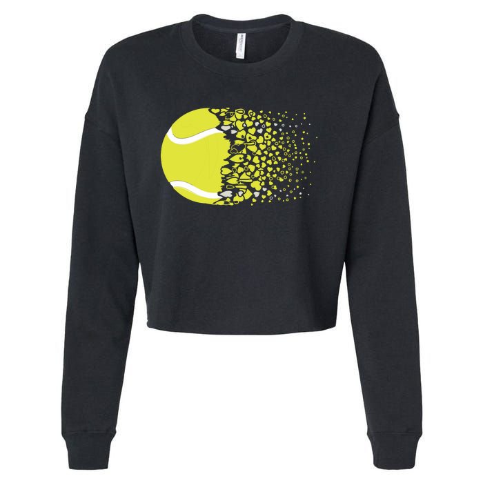 Tennis Graphic Girls Tennis Heart Love Tennis Player Cropped Pullover Crew