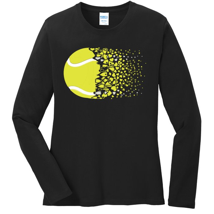 Tennis Graphic Girls Tennis Heart Love Tennis Player Ladies Long Sleeve Shirt