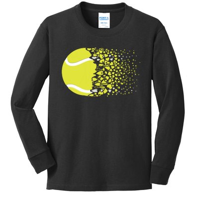 Tennis Graphic Girls Tennis Heart Love Tennis Player Kids Long Sleeve Shirt