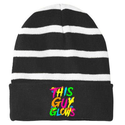 This Guy Glows Cute Party Team Striped Beanie with Solid Band