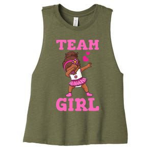 Team Girl Gender Reveal Party Team Pink Baby Announcement Women's Racerback Cropped Tank