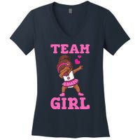 Team Girl Gender Reveal Party Team Pink Baby Announcement Women's V-Neck T-Shirt