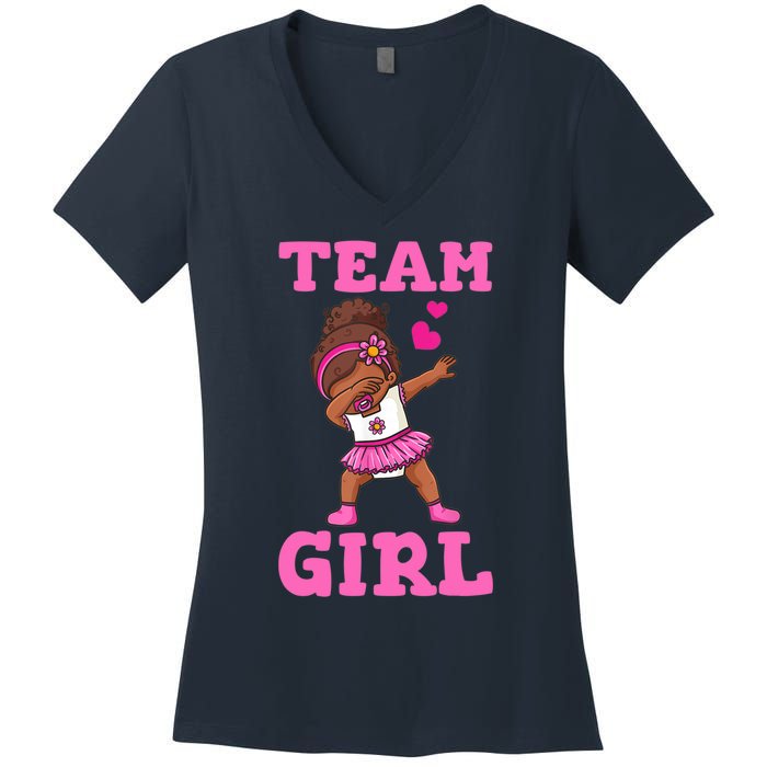 Team Girl Gender Reveal Party Team Pink Baby Announcement Women's V-Neck T-Shirt