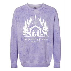 The Greatest Gift Of All Matthew 1:21 Christmas Colorblast Crewneck Sweatshirt