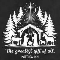 The Greatest Gift Of All Matthew 1:21 Christmas 7 Panel Mesh Trucker Snapback Hat