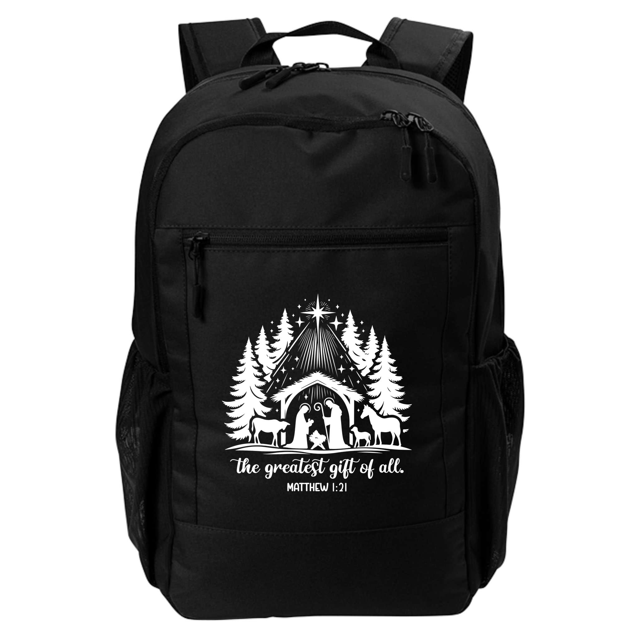 The Greatest Gift Of All Matthew 1:21 Christmas Backpack