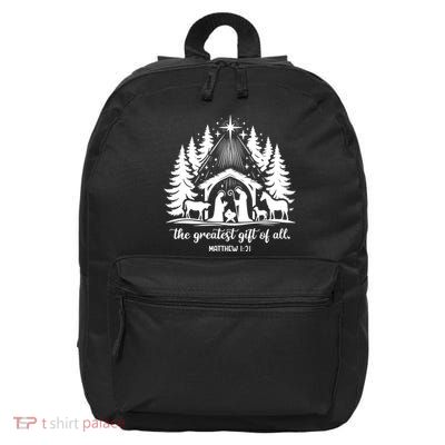 The Greatest Gift Of All Matthew 1:21 Christmas 16 in Basic Backpack