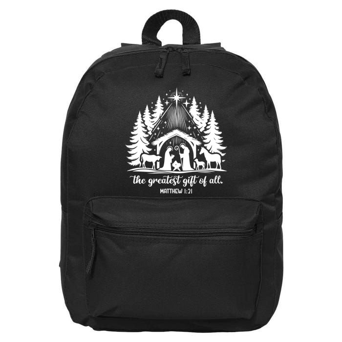 The Greatest Gift Of All Matthew 1:21 Christmas 16 in Basic Backpack