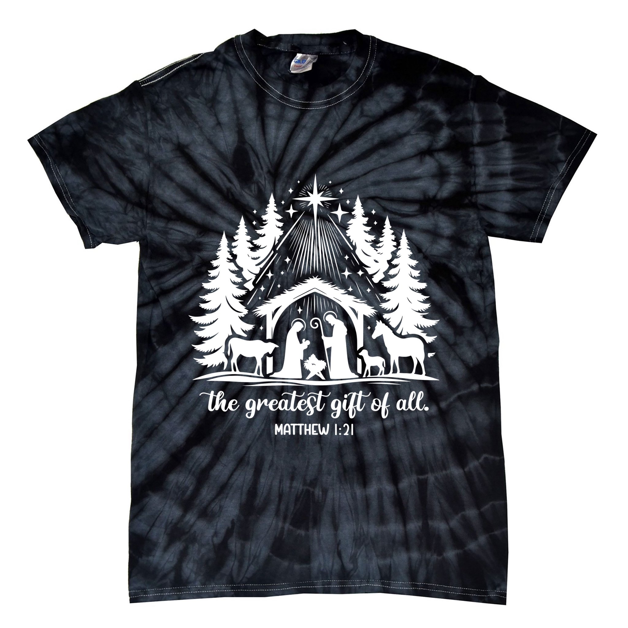 The Greatest Gift Of All Matthew 1:21 Christmas Tie-Dye T-Shirt