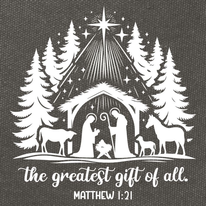 The Greatest Gift Of All Matthew 1:21 Christmas Cotton Canvas Backpack