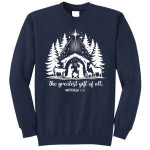 The Greatest Gift Of All Matthew 1:21 Christmas Tall Sweatshirt