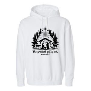 The Greatest Gift Of All Matthew 1:21 Christmas Garment-Dyed Fleece Hoodie