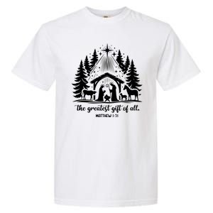 The Greatest Gift Of All Matthew 1:21 Christmas Garment-Dyed Heavyweight T-Shirt