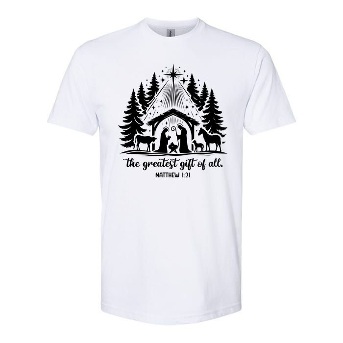 The Greatest Gift Of All Matthew 1:21 Christmas Softstyle CVC T-Shirt