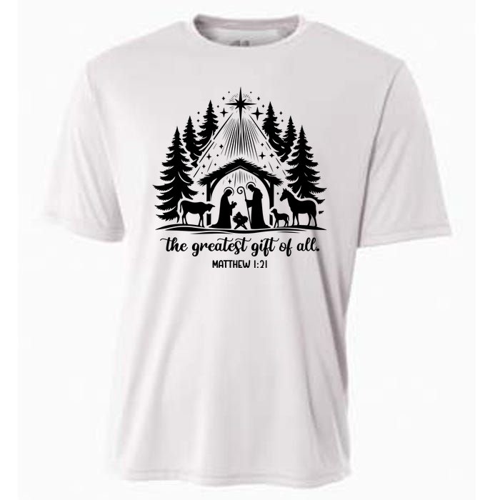 The Greatest Gift Of All Matthew 1:21 Christmas Cooling Performance Crew T-Shirt